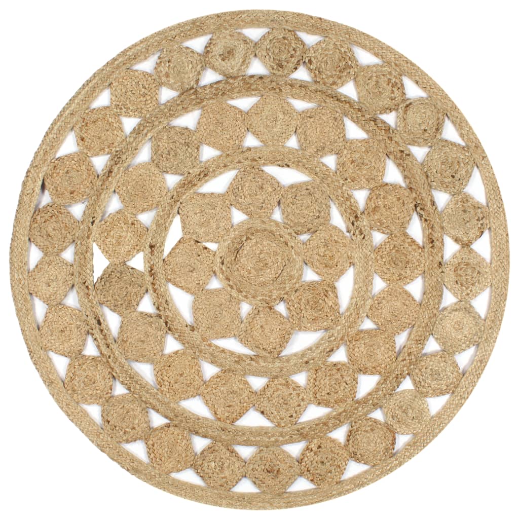 Vloerkleed handgemaakt 120 cm gevlochten jute is nu te koop bij PeponiXL, paradijselijk wonen!