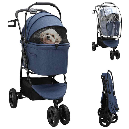 Opvouwbare Huisdierenwagen Blauw 78 x 54 x 101 cm Polyester is nu te koop bij PeponiXL, paradijselijk wonen!