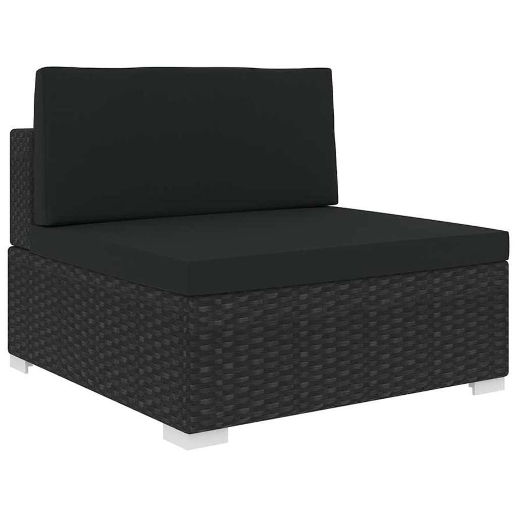 Tuinstoel met kussens middensectie poly rattan zwart is nu te koop bij PeponiXL, paradijselijk wonen!