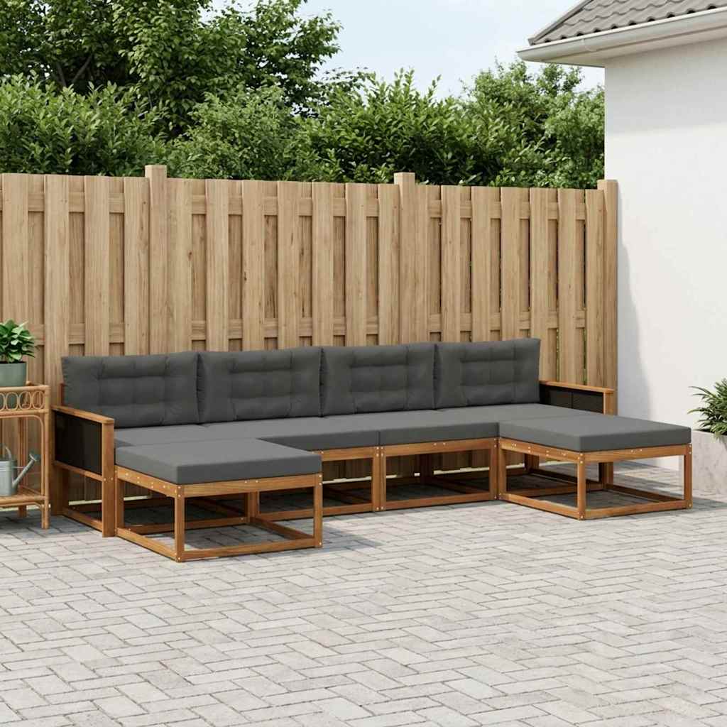 Buiten bankenset met kussen 6 pcs Natuurlijk en Antraciet is nu te koop bij PeponiXL, paradijselijk wonen!