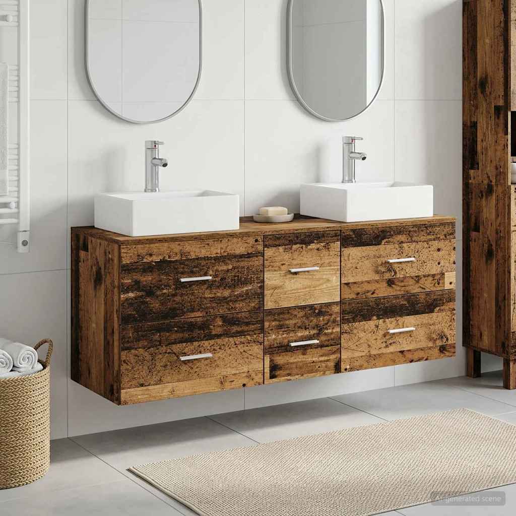 Badkamerkastenset 3 st Oud hout 49,5 x 41 x 62,5 cm is nu te koop bij PeponiXL, paradijselijk wonen!