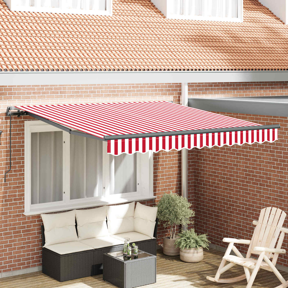 Uitschuifbare luifel Rood en Wit 300 x 250 cm is nu te koop bij PeponiXL, paradijselijk wonen!