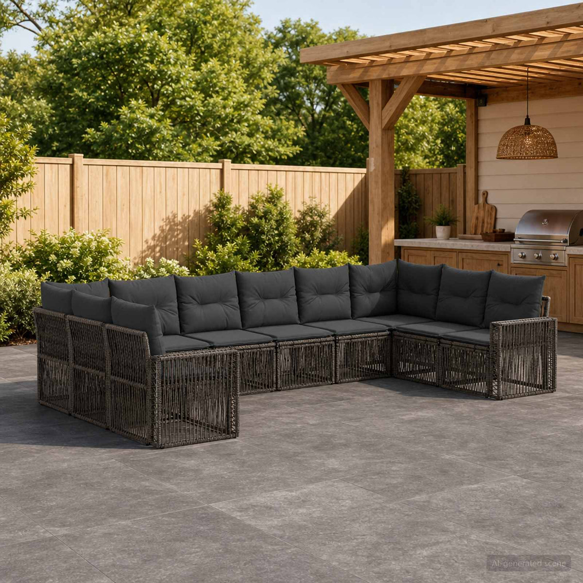 Tuinbankenset 10 pcs Grijs en Donkergrijs poly rattan is nu te koop bij PeponiXL, paradijselijk wonen!