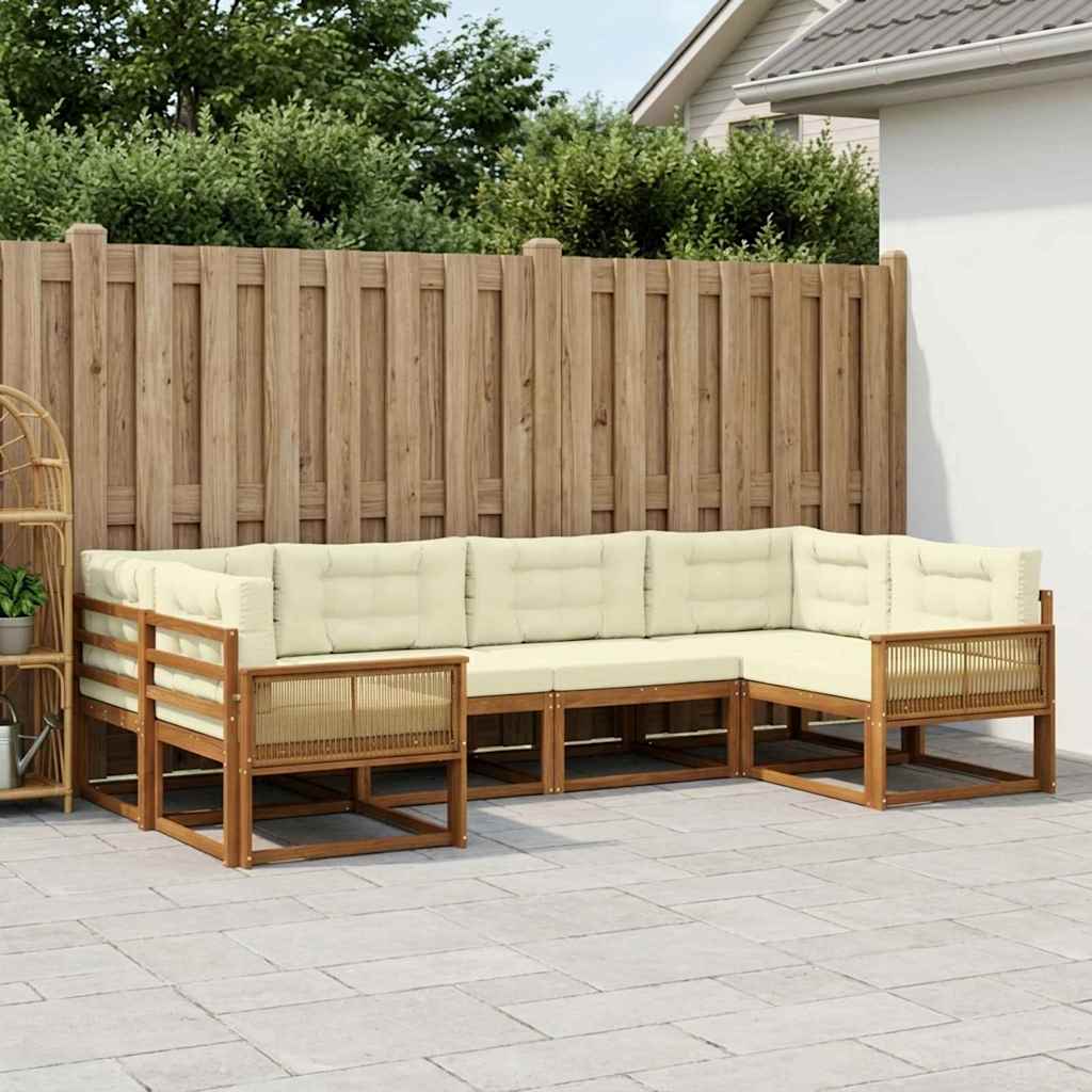 Buiten bankenset met kussen 6 pcs Natuurlijk en Crème is nu te koop bij PeponiXL, paradijselijk wonen!
