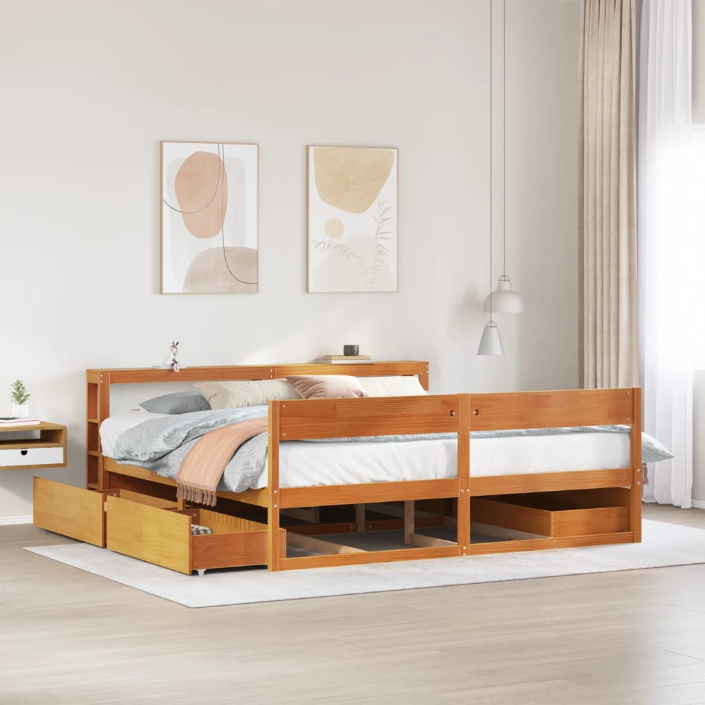 Bedframe zonder matras massief grenenhout wasbruin 180x200 cm is nu te koop bij PeponiXL, paradijselijk wonen!