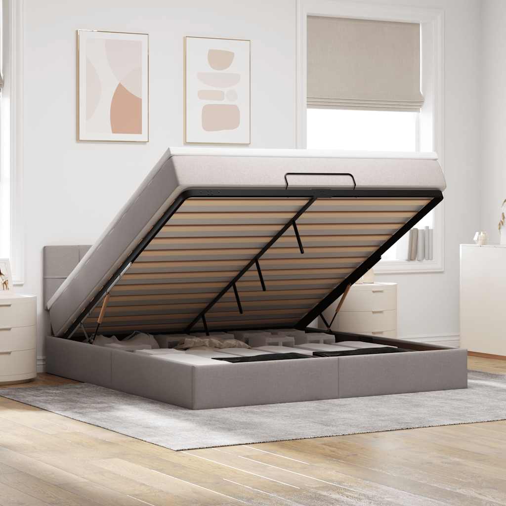Bed poef met matras en LED's 180x200 cm stof taupe is nu te koop bij PeponiXL, paradijselijk wonen!