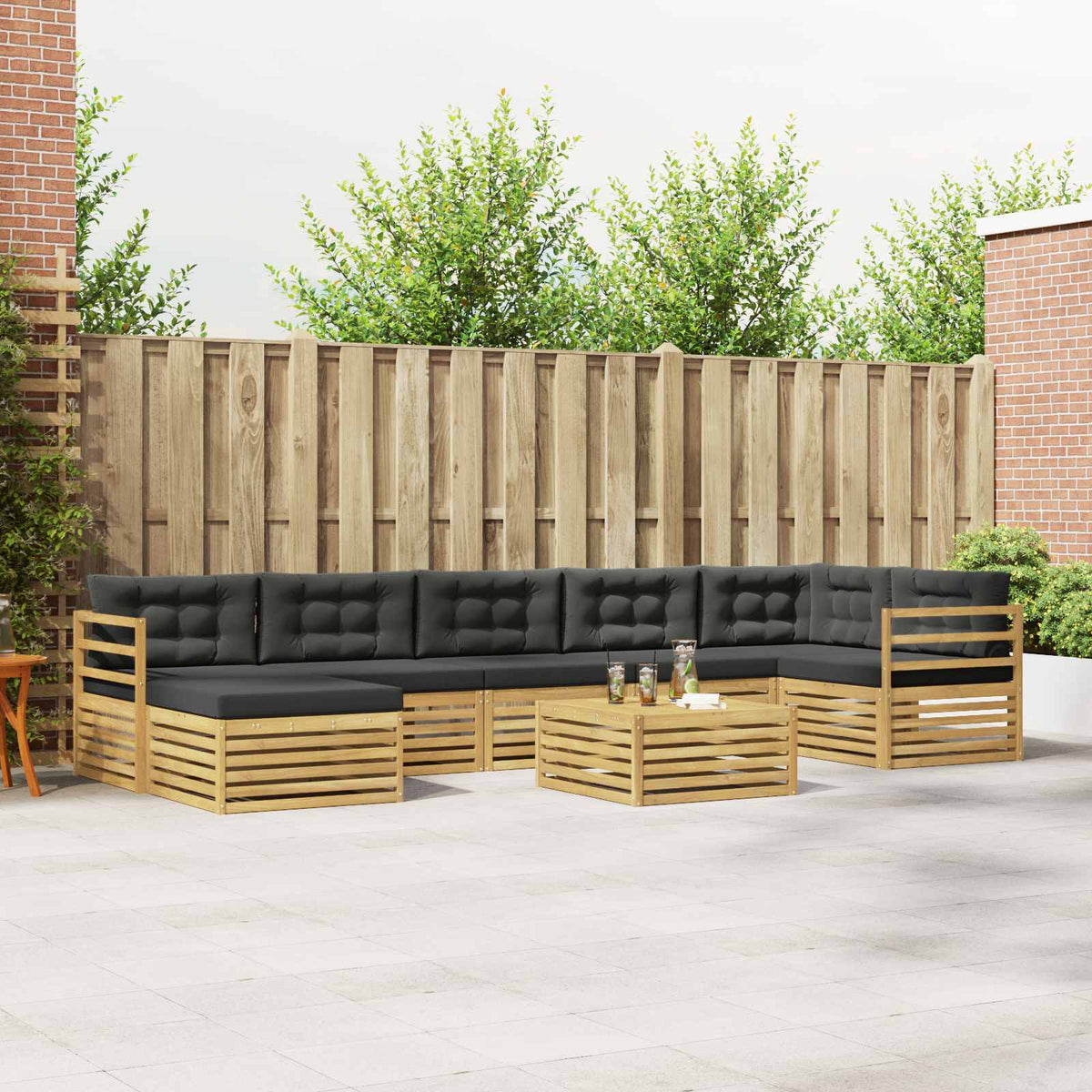 Buiten bankenset met kussen 8 pcs Wit en antracietkleurig is nu te koop bij PeponiXL, paradijselijk wonen!