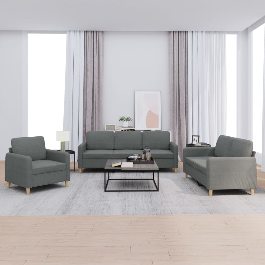 3-delige Loungeset met kussens stof donkergrijs is nu te koop bij PeponiXL, paradijselijk wonen!