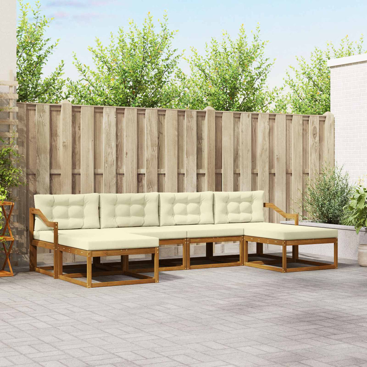 Buiten bankenset met kussen 6 pcs Natuurlijk en Crème is nu te koop bij PeponiXL, paradijselijk wonen!