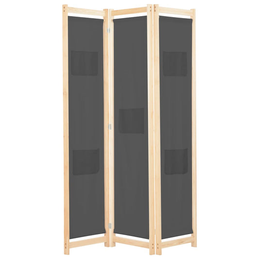 Kamerscherm met 3 panelen 120x170x4 cm stof grijs is nu te koop bij PeponiXL, paradijselijk wonen!
