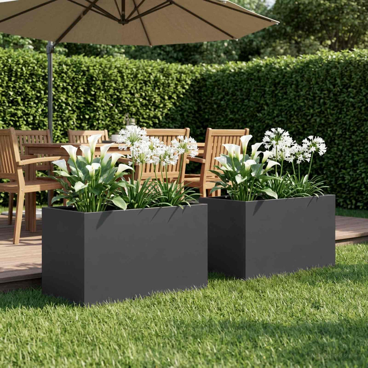Plantenbak 2 st Zwart 50 x 40 x 40 cm Koudgewalst staal is nu te koop bij PeponiXL, paradijselijk wonen!