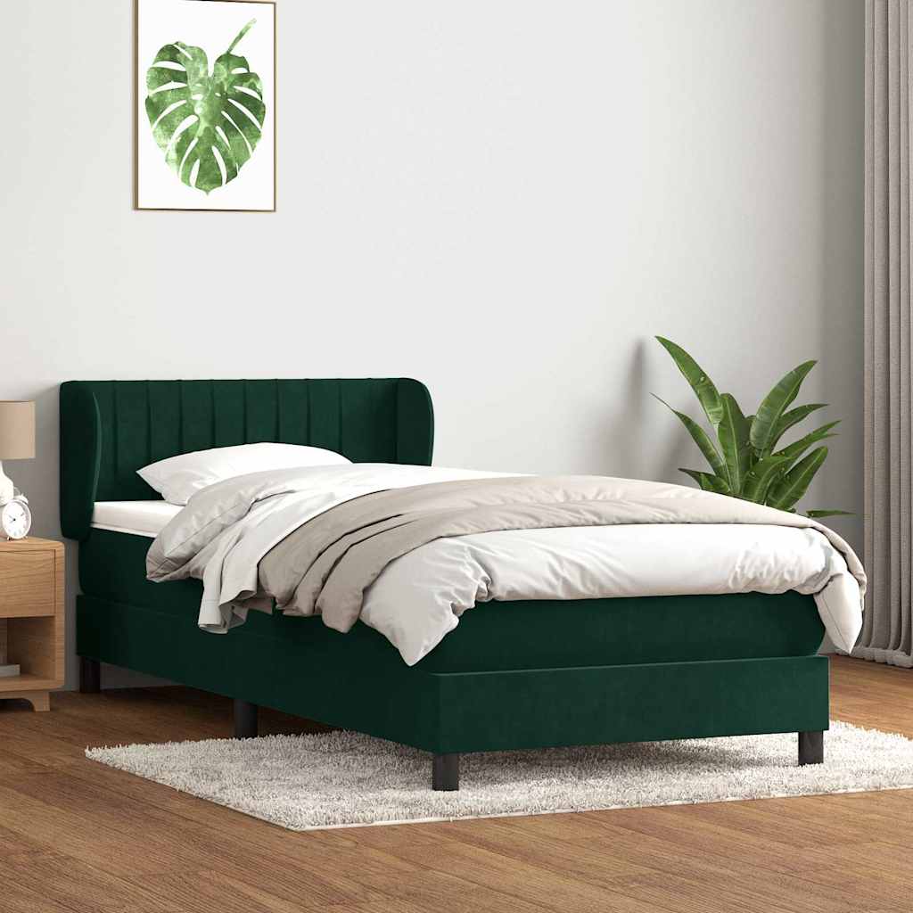 Boxspring met matras fluweel donkergroen 80x220 cm is nu te koop bij PeponiXL, paradijselijk wonen!