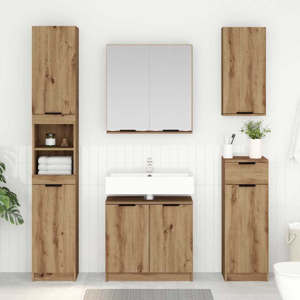 Badkamerkastenset met plank Artisan Eiken Bewerkt hout is nu te koop bij PeponiXL, paradijselijk wonen!
