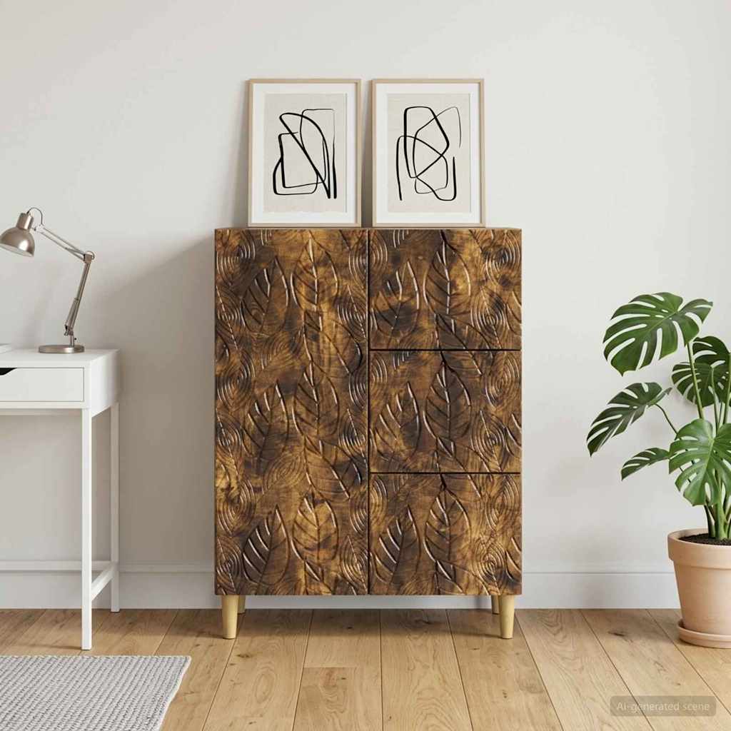 Dressoir Gerookt eiken 66 x 34,5 x 90 cm Bewerkt hout is nu te koop bij PeponiXL, paradijselijk wonen!