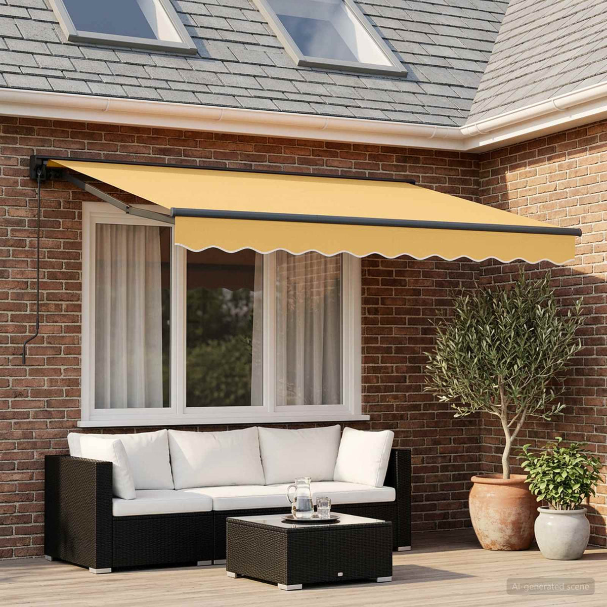Uitschuifbare luifel Zand 3 x 2,5 m Polyester en Aluminium is nu te koop bij PeponiXL, paradijselijk wonen!