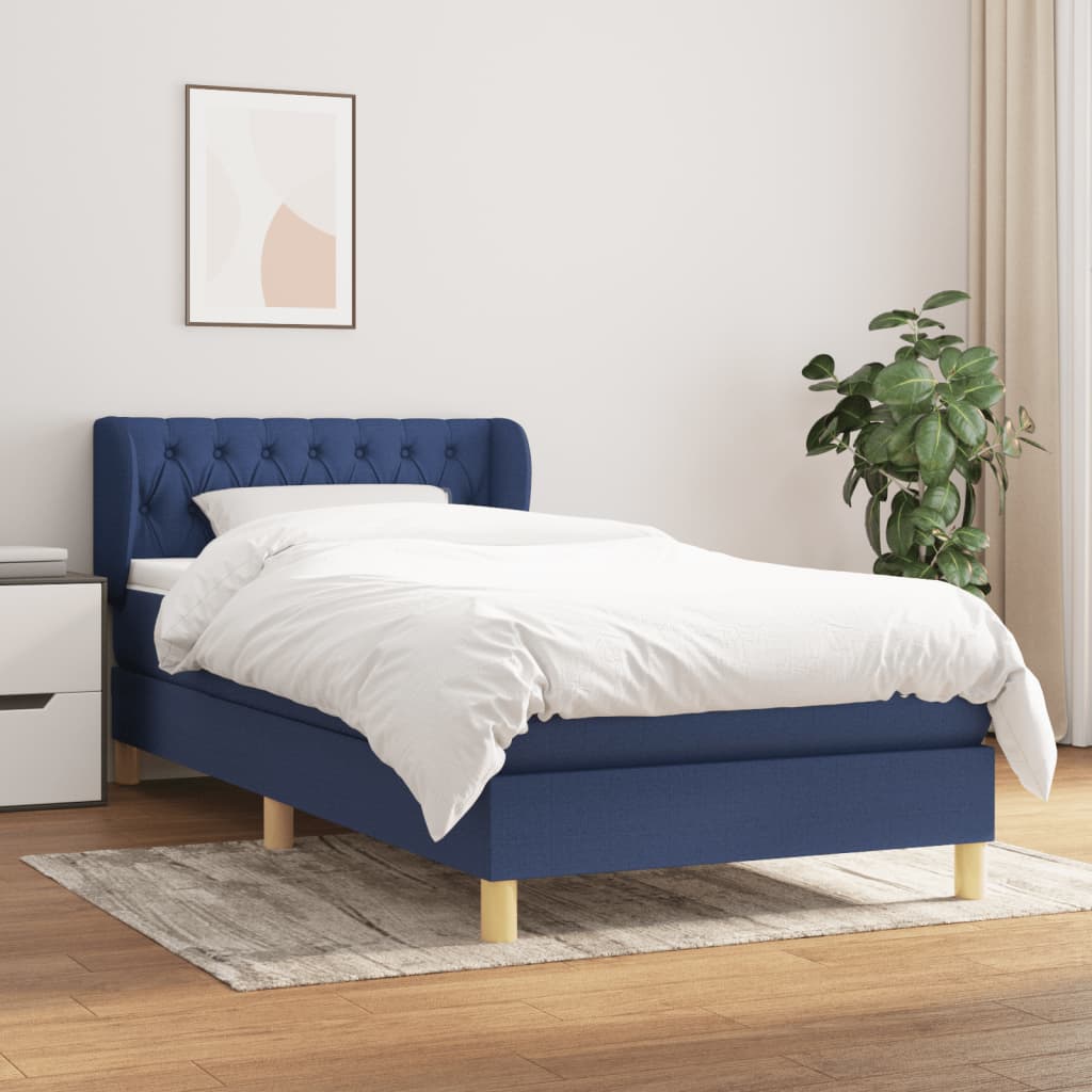 Boxspring met matras stof blauw 90x190 cm is nu te koop bij PeponiXL, paradijselijk wonen!