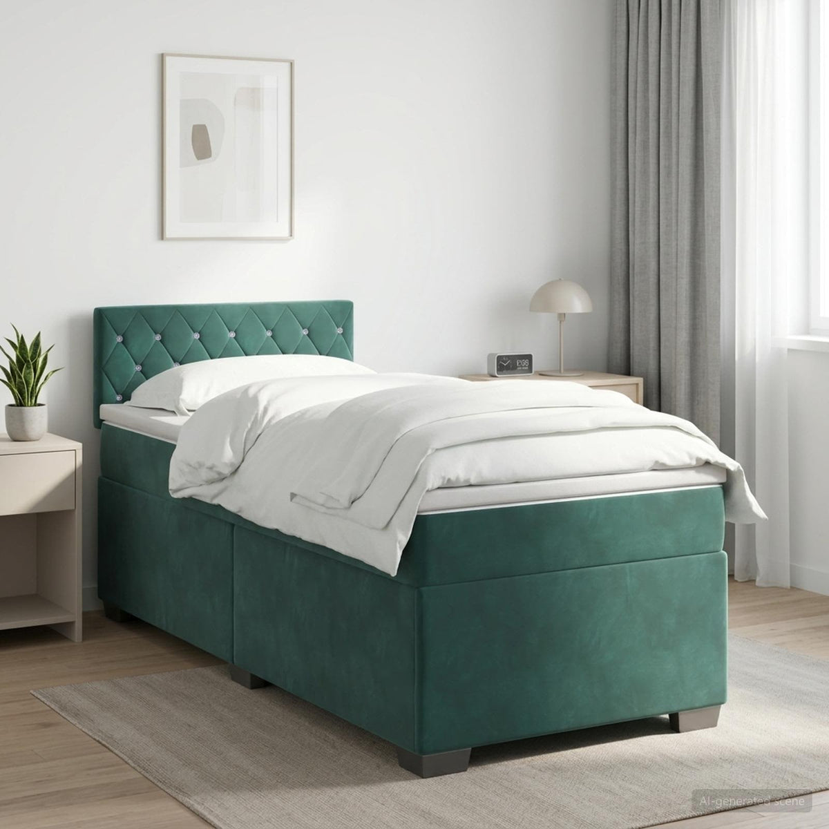 Boxspringbed met matras Donkergroen 100 x 200 cm Fluweel is nu te koop bij PeponiXL, paradijselijk wonen!