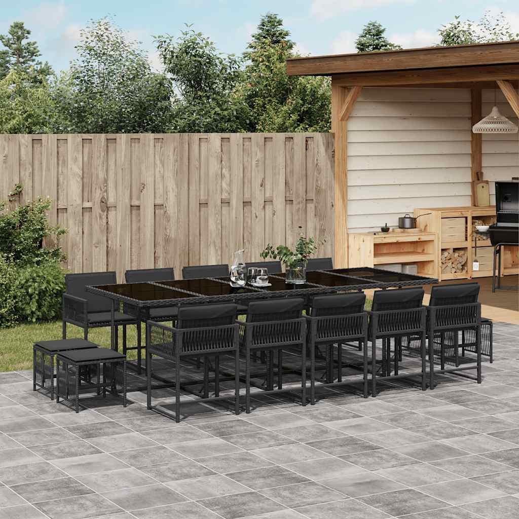 15-delige Tuinset met kussens poly rattan zwart is nu te koop bij PeponiXL, paradijselijk wonen!