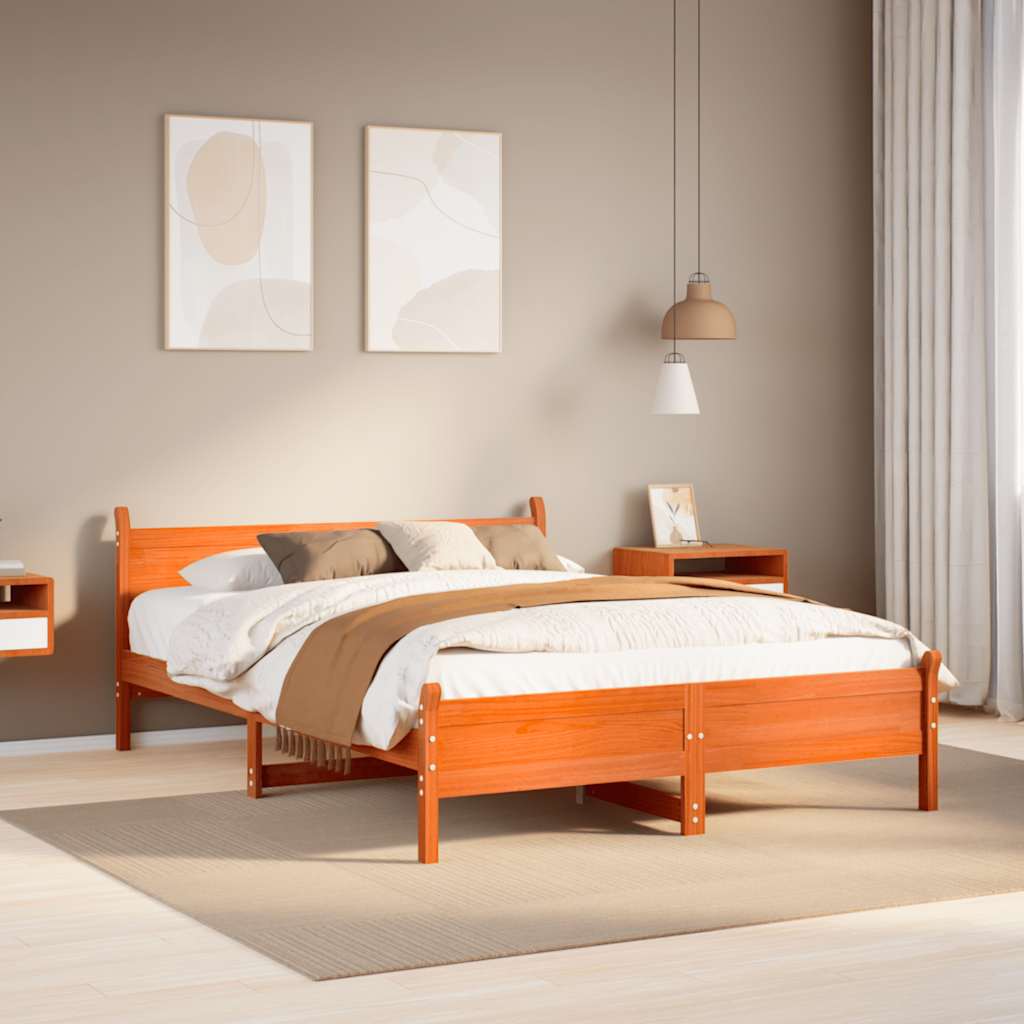 Bed met matras massief grenenhout wasbruin 140x190 cm is nu te koop bij PeponiXL, paradijselijk wonen!