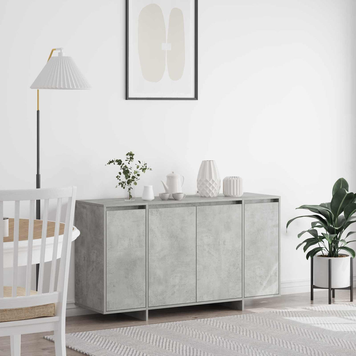 Dressoir Beton Grijs 135 x 41 x 75 cm Bewerkt hout is nu te koop bij PeponiXL, paradijselijk wonen!
