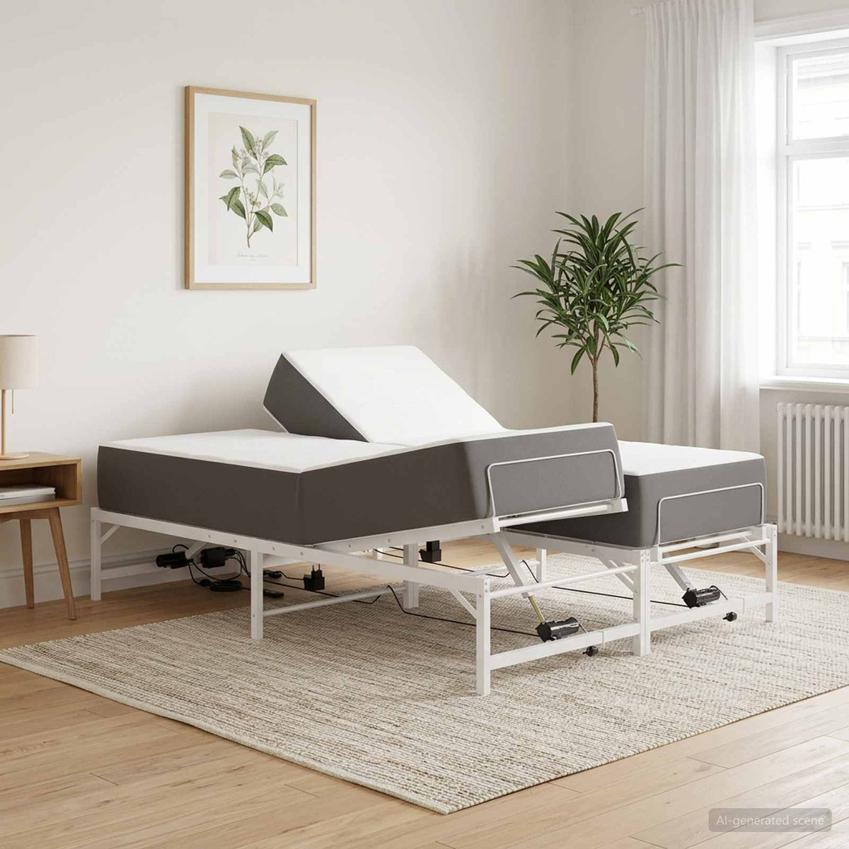 Elektrisch Verstelbaar Bedframe Wit 140 x 200 cm Staal is nu te koop bij PeponiXL, paradijselijk wonen!