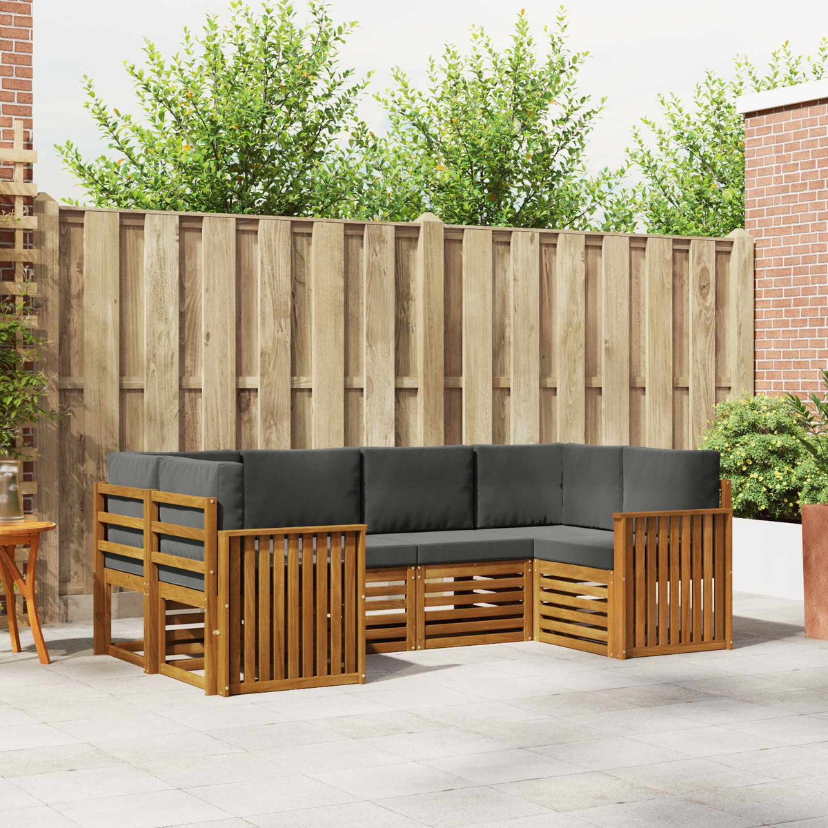 Hoekbank Set met kussen 6 pcs Natuurlijk en Antraciet is nu te koop bij PeponiXL, paradijselijk wonen!
