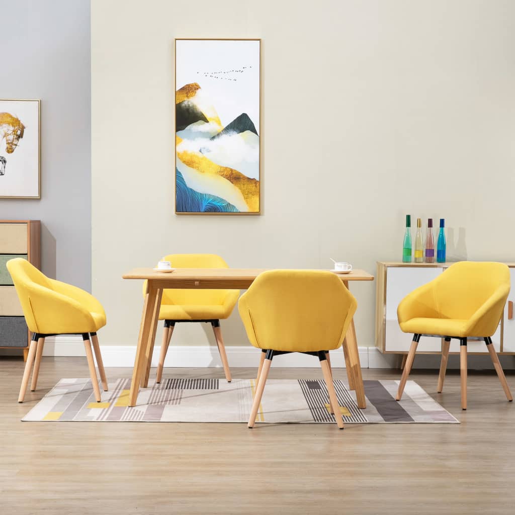 Eetkamerstoelen 4 st stof geel is nu te koop bij PeponiXL, paradijselijk wonen!
