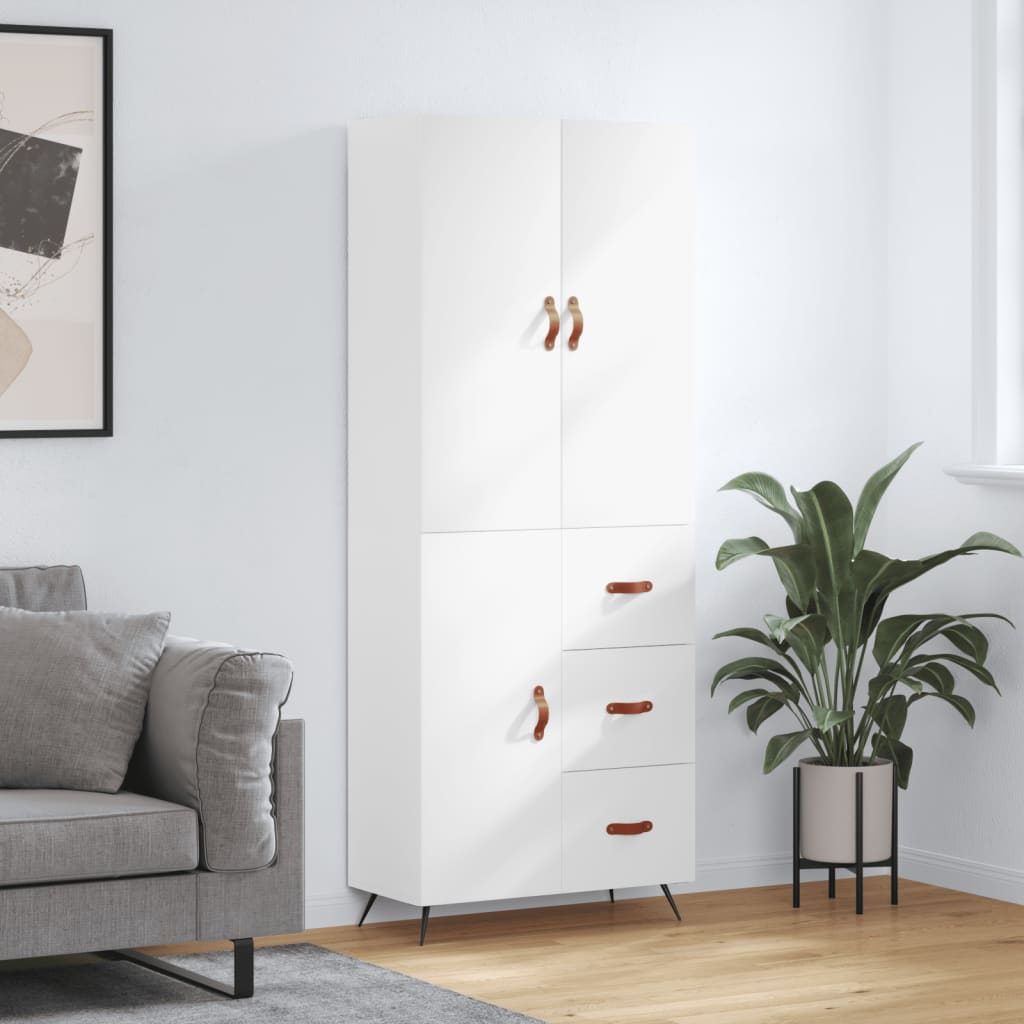 Hoge kast 69,5x34x180 cm bewerkt hout wit is nu te koop bij PeponiXL, paradijselijk wonen!