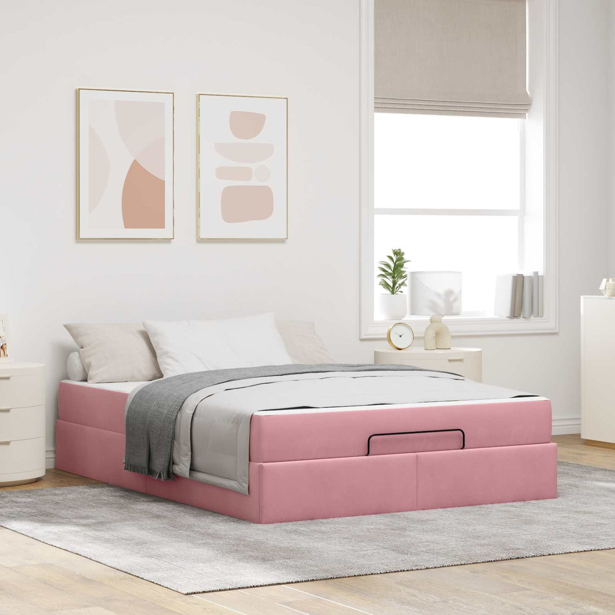 Bedframe met matras 2 pcs Roze Fluweel is nu te koop bij PeponiXL, paradijselijk wonen!