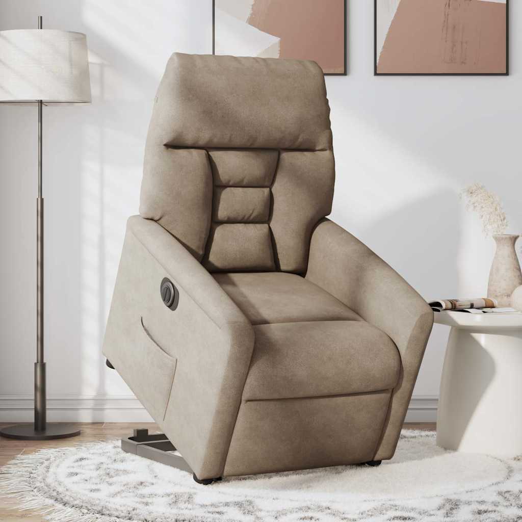 Sta-op-stoel elektrisch verstelbaar microvezelstof taupe is nu te koop bij PeponiXL, paradijselijk wonen!