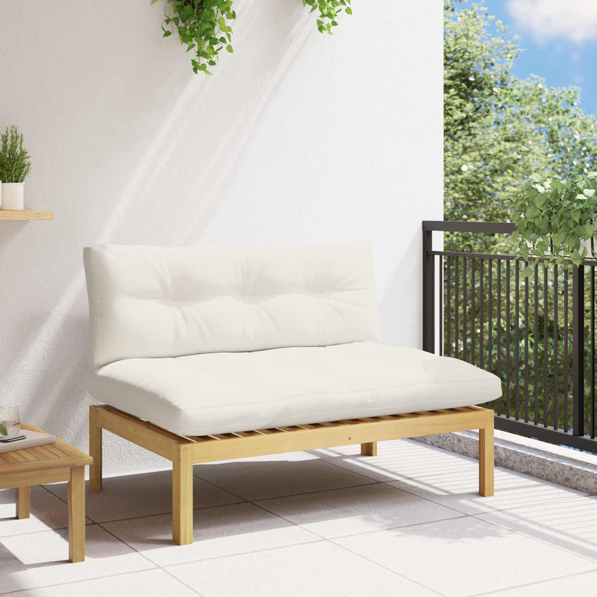 Midden Sofaset Licht Acacia en Crème Wit 120 x 80 x 82 cm is nu te koop bij PeponiXL, paradijselijk wonen!