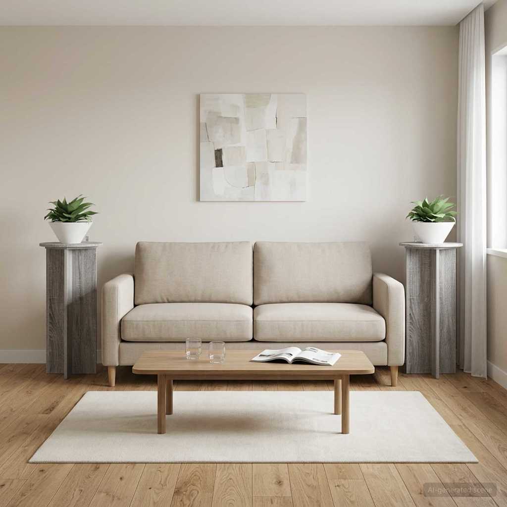 Plantenstandaard 2 pcs Grijs sonoma 40 x 40 x 80 cm is nu te koop bij PeponiXL, paradijselijk wonen!
