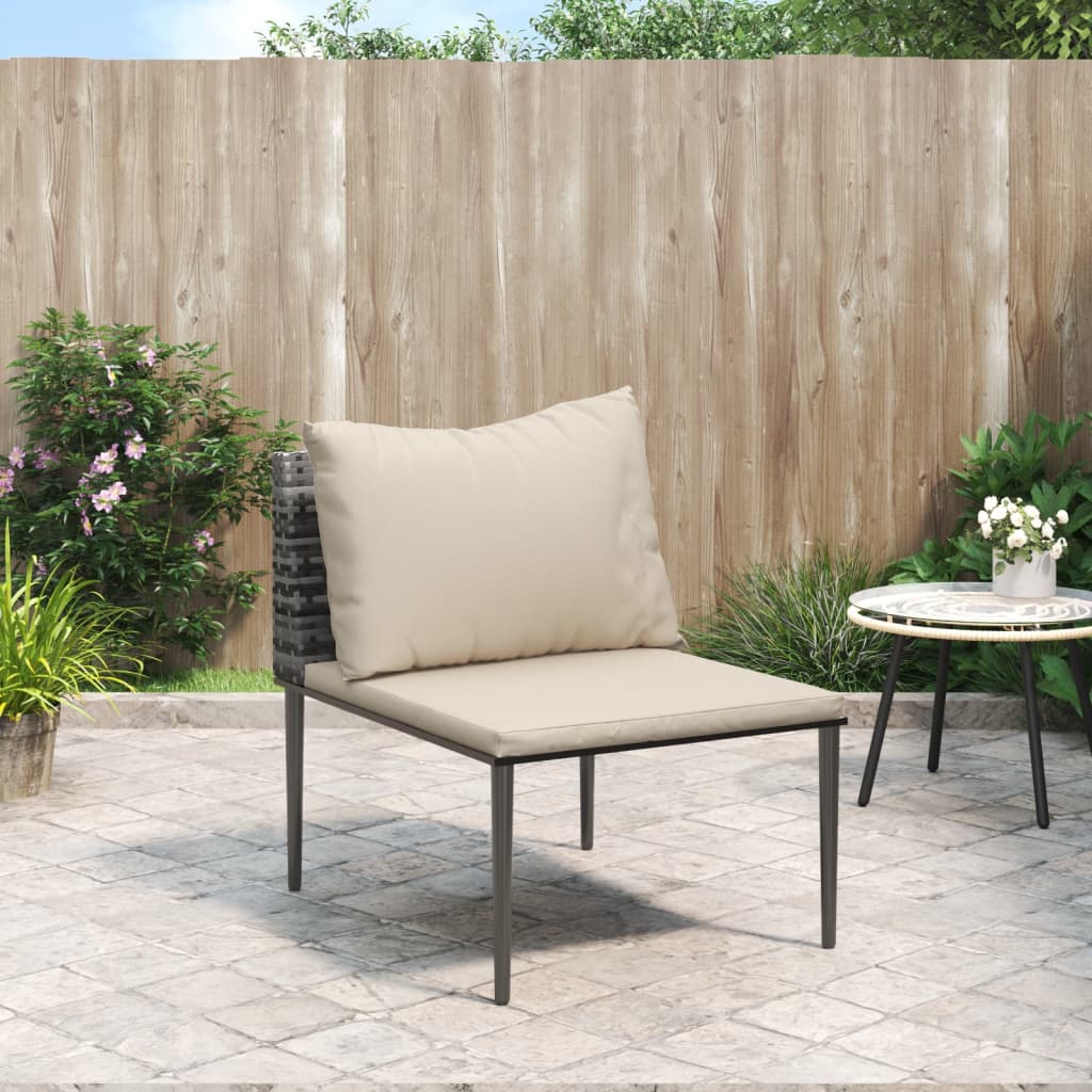 Tuinmiddenbank met kussens poly rattan grijs is nu te koop bij PeponiXL, paradijselijk wonen!