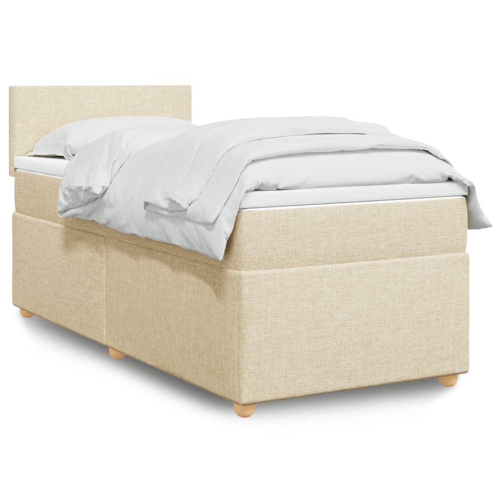 Boxspring met matras stof crèmekleurig 90x200 cm is nu te koop bij PeponiXL, paradijselijk wonen!