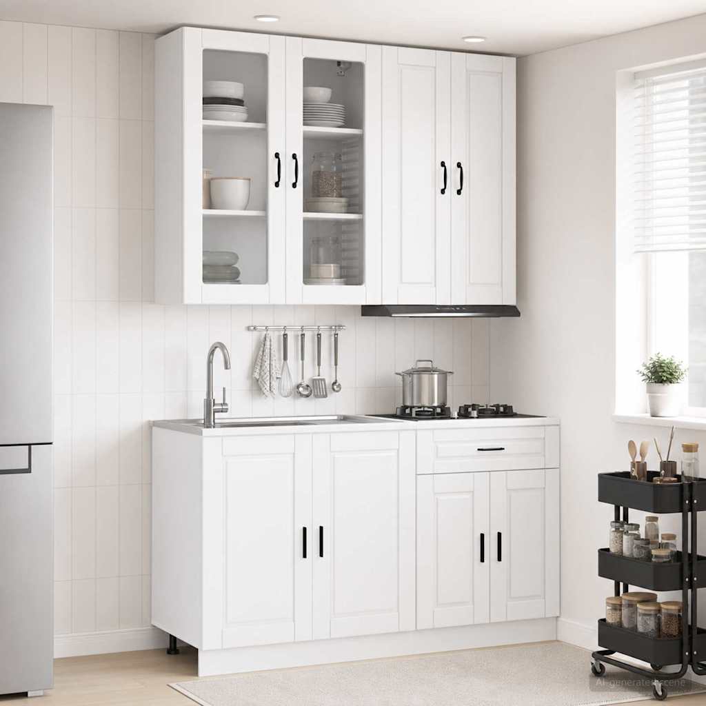 Keukenblok PORTO 4 pcs Hoogglans Wit Bewerkt hout is nu te koop bij PeponiXL, paradijselijk wonen!