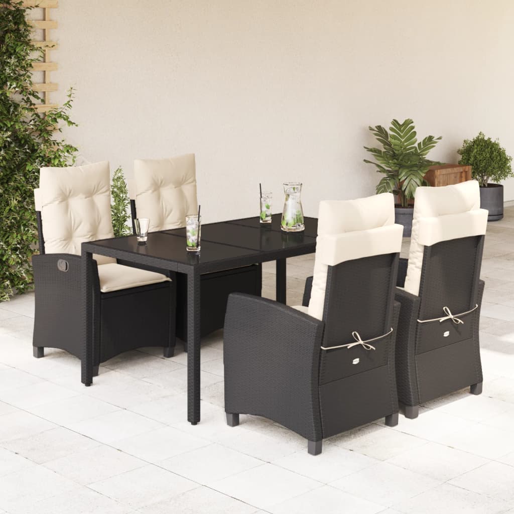 5-delige Tuinset met kussens poly rattan zwart is nu te koop bij PeponiXL, paradijselijk wonen!
