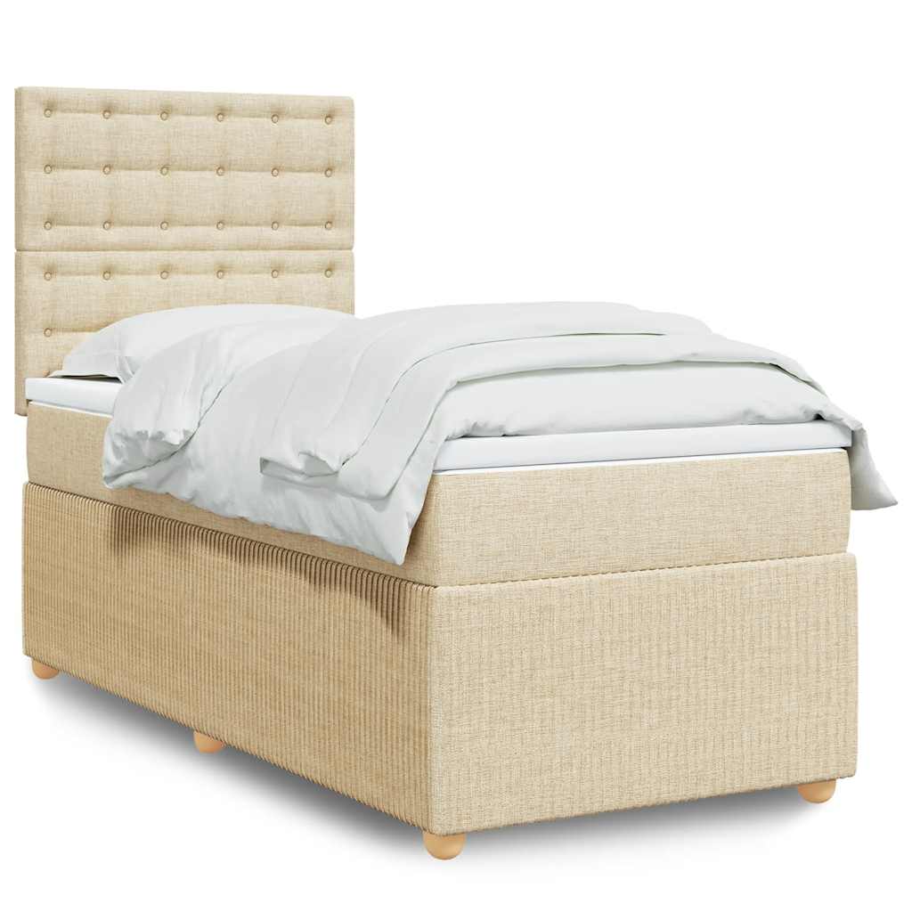 Boxspring met matras stof crèmekleurig 80x200 cm is nu te koop bij PeponiXL, paradijselijk wonen!