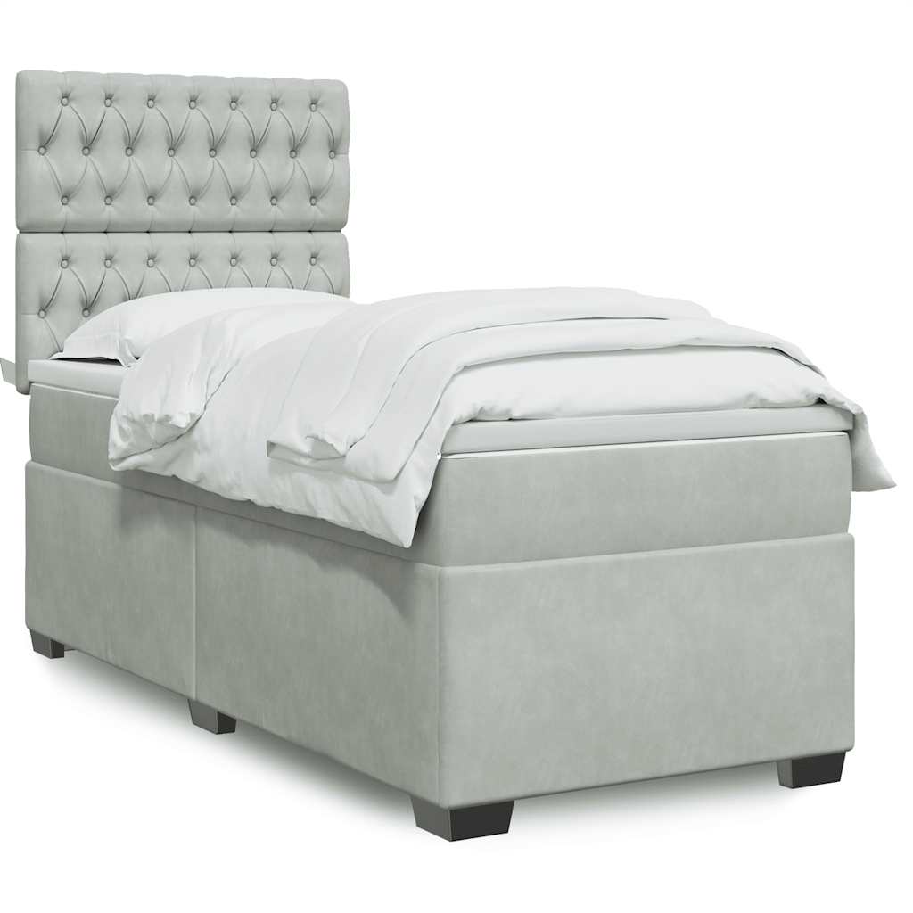 Boxspring met matras fluweel lichtgrijs 80x200 cm is nu te koop bij PeponiXL, paradijselijk wonen!