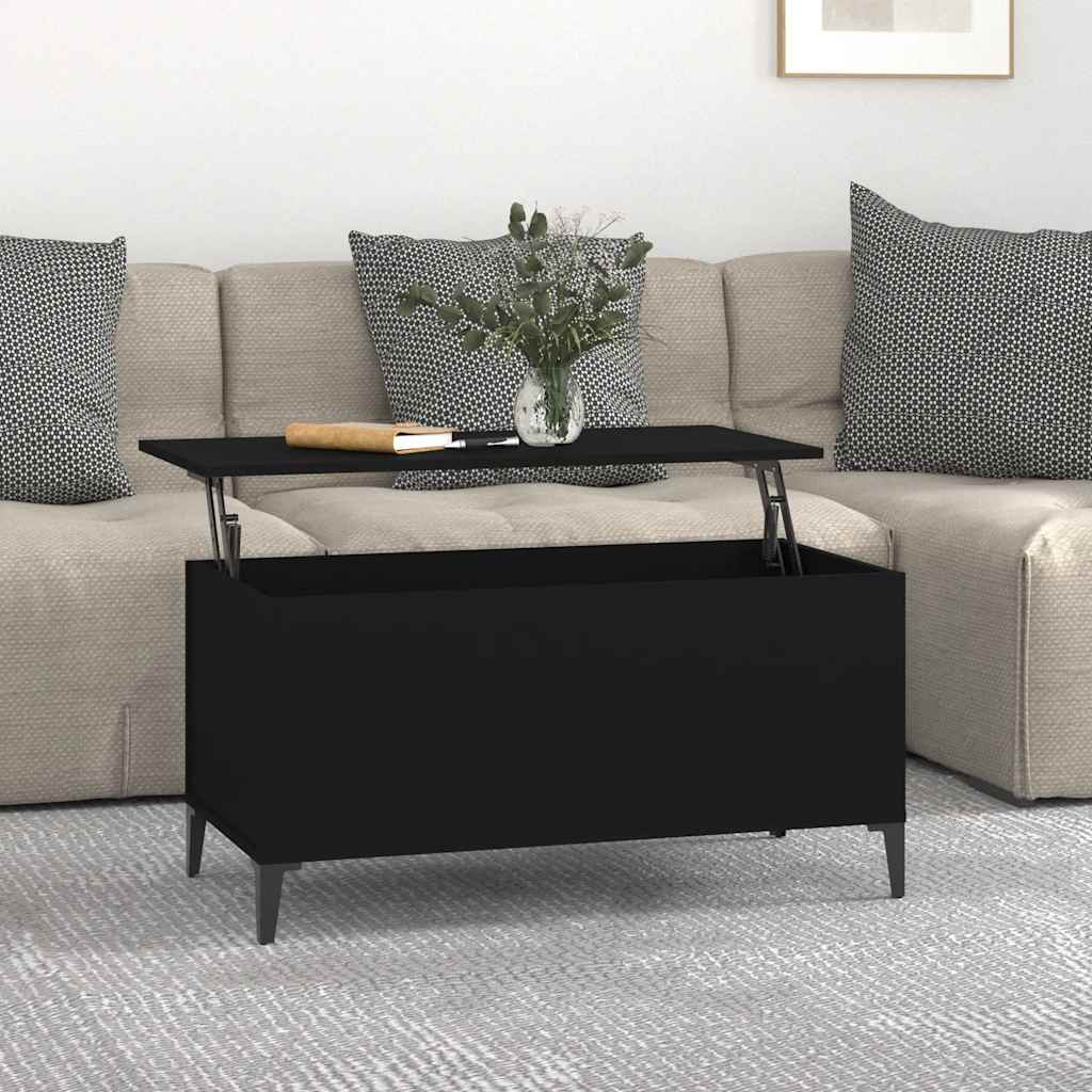 Salontafel 90x44,5x45 cm bewerkt hout zwart is nu te koop bij PeponiXL, paradijselijk wonen!