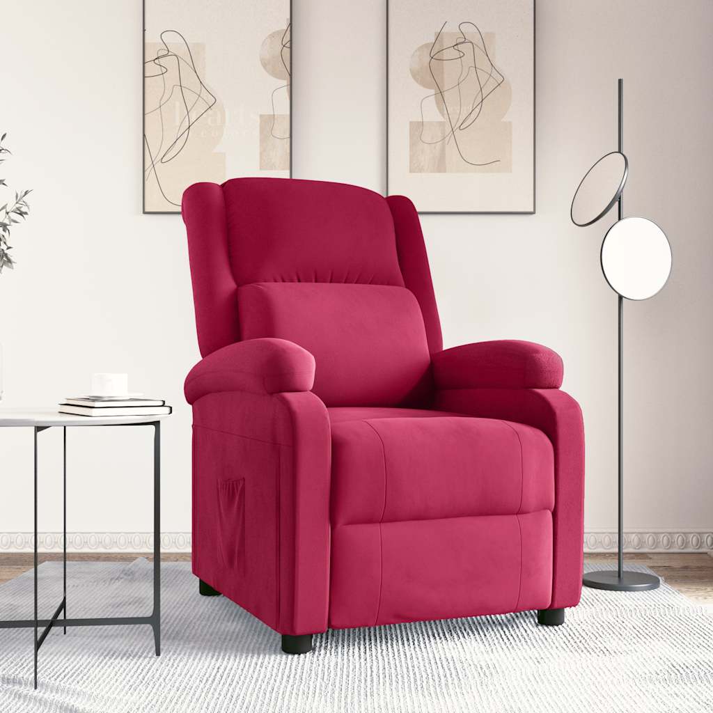 Fauteuil verstelbaar fluweel wijnrood is nu te koop bij PeponiXL, paradijselijk wonen!