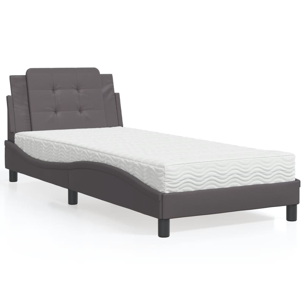 Bedframe zonder matras "Zadar" kunstleer grijs 80x200 cm is nu te koop bij PeponiXL, paradijselijk wonen!