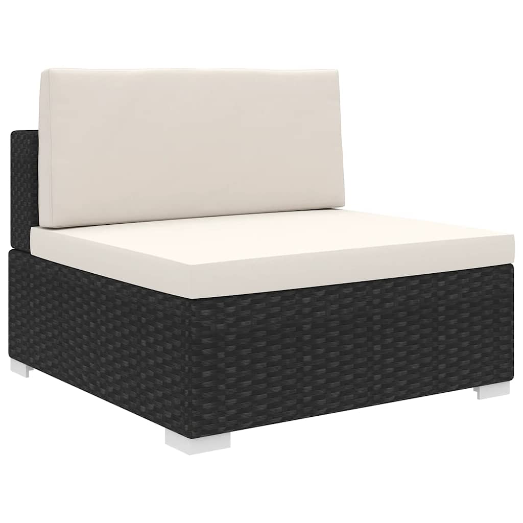 Tuinstoel met kussens middensectie poly rattan zwart is nu te koop bij PeponiXL, paradijselijk wonen!