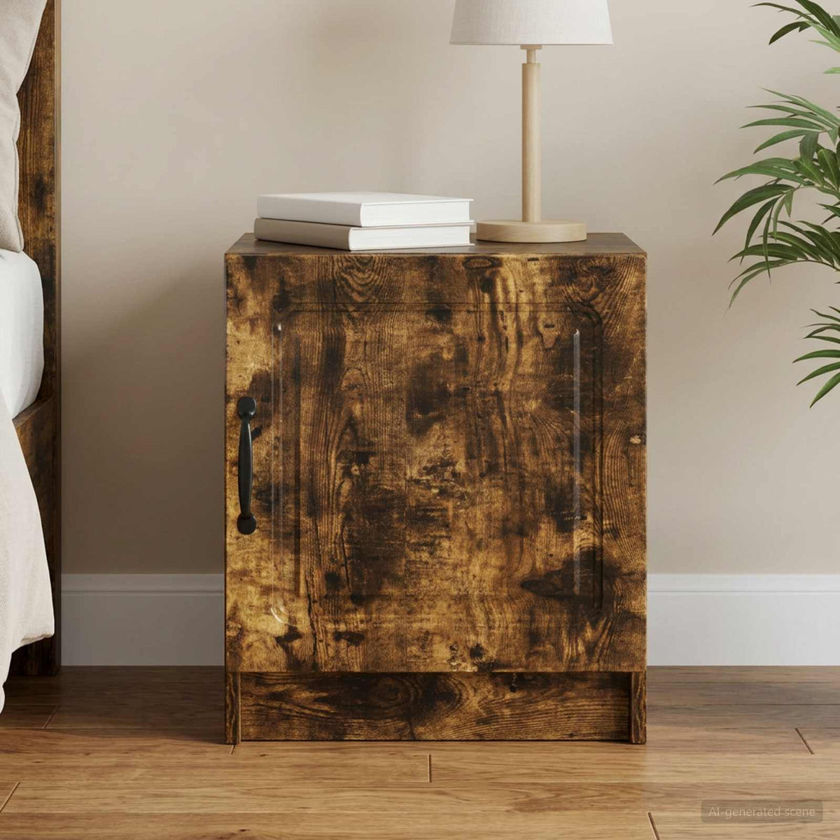 Nachtkastje Gerookt eiken 43 x 34,5 x 47 cm Bewerkt hout is nu te koop bij PeponiXL, paradijselijk wonen!