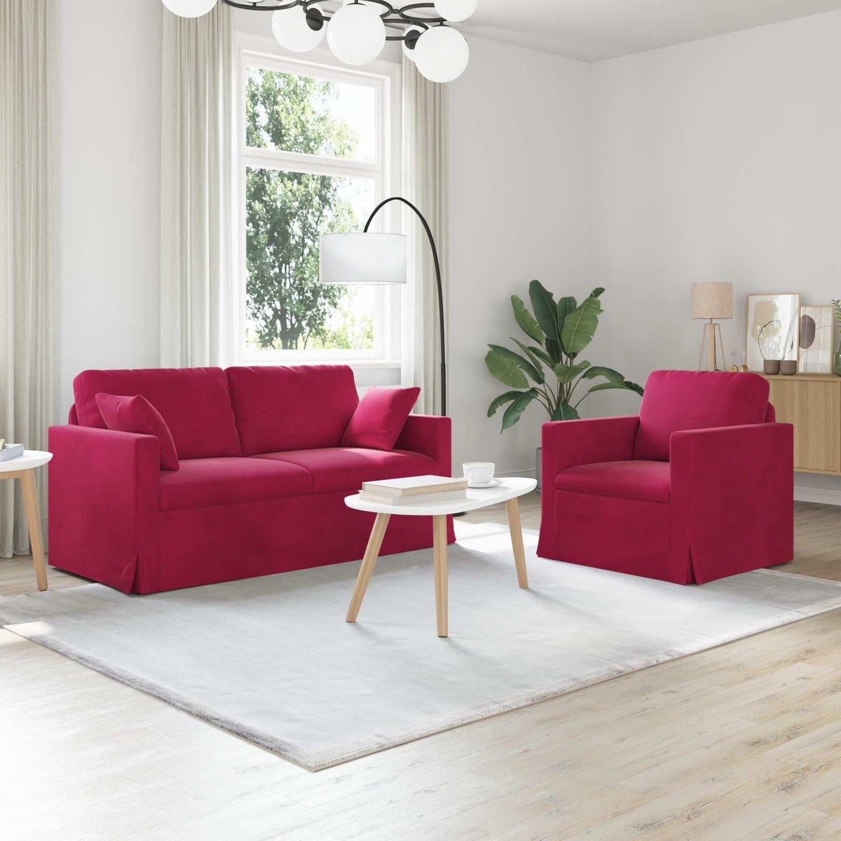 Bankstel 2 pcs Wijnrood 158 x 78 x 80 cm Fluweel is nu te koop bij PeponiXL, paradijselijk wonen!