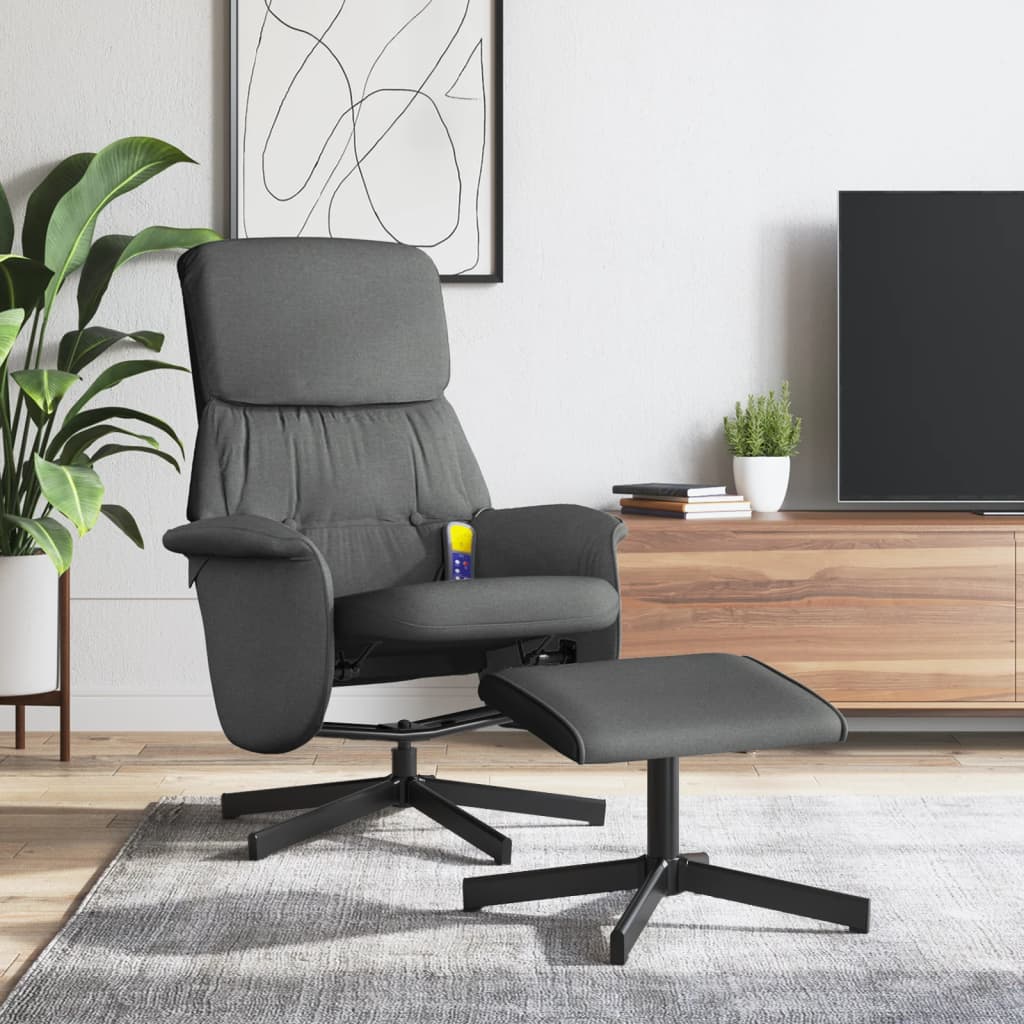 Massagestoel verstelbaar met voetenbank stof donkergrijs is nu te koop bij PeponiXL, paradijselijk wonen!