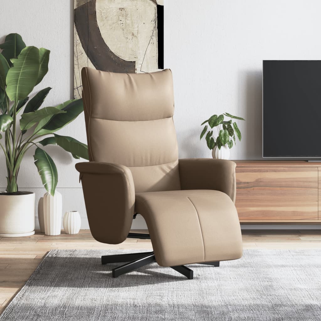Fauteuil verstelbaar met voetensteun kunstleer cappuccinokleur is nu te koop bij PeponiXL, paradijselijk wonen!