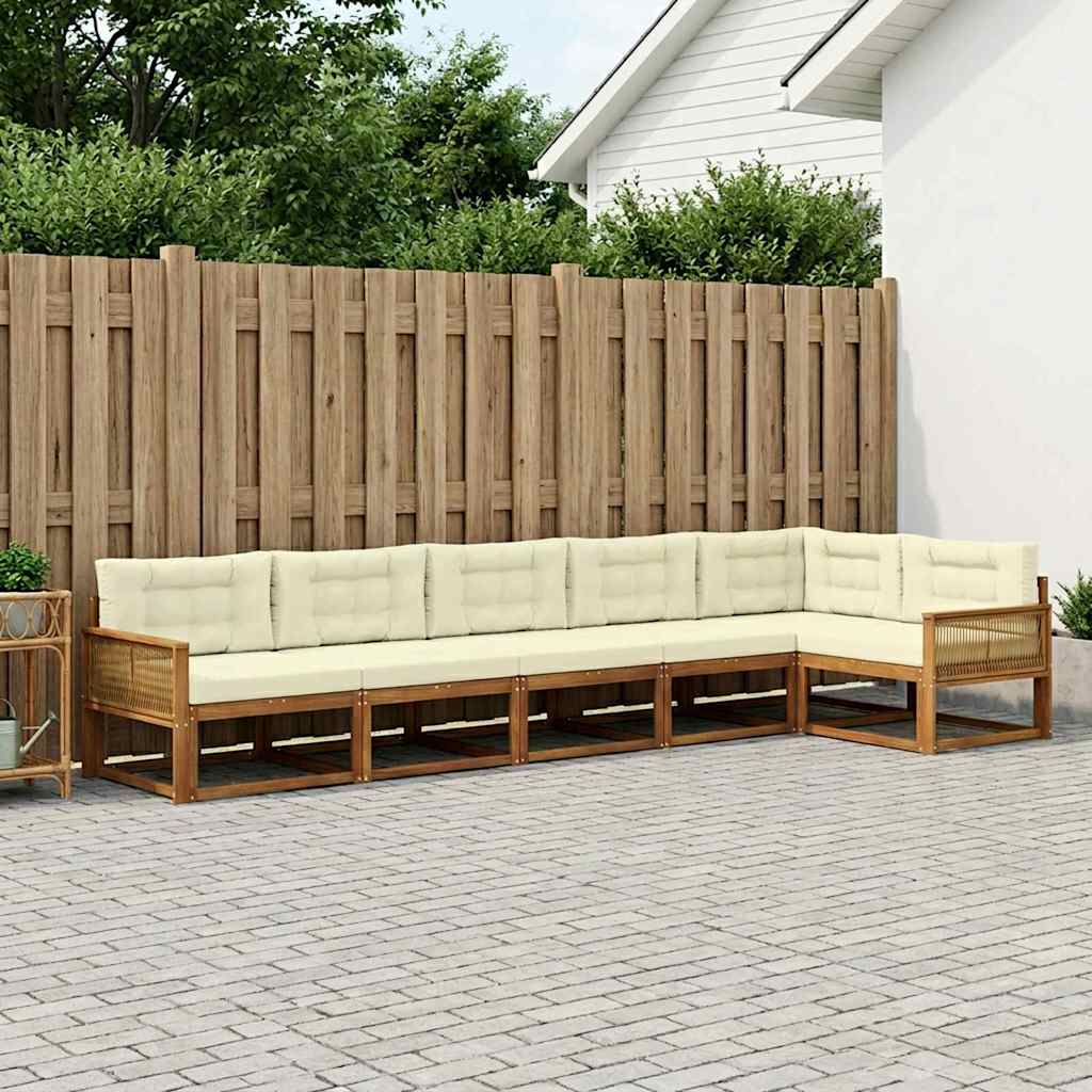 Buiten bankenset met kussen 6 pcs Natuurlijk en Crème is nu te koop bij PeponiXL, paradijselijk wonen!