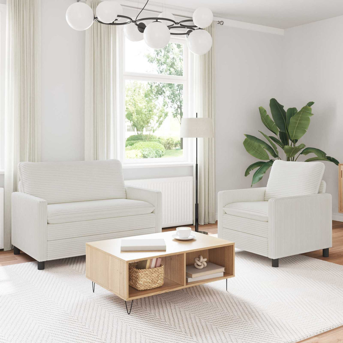 Bankstel 2 pcs Crèmekleurig Polyester is nu te koop bij PeponiXL, paradijselijk wonen!