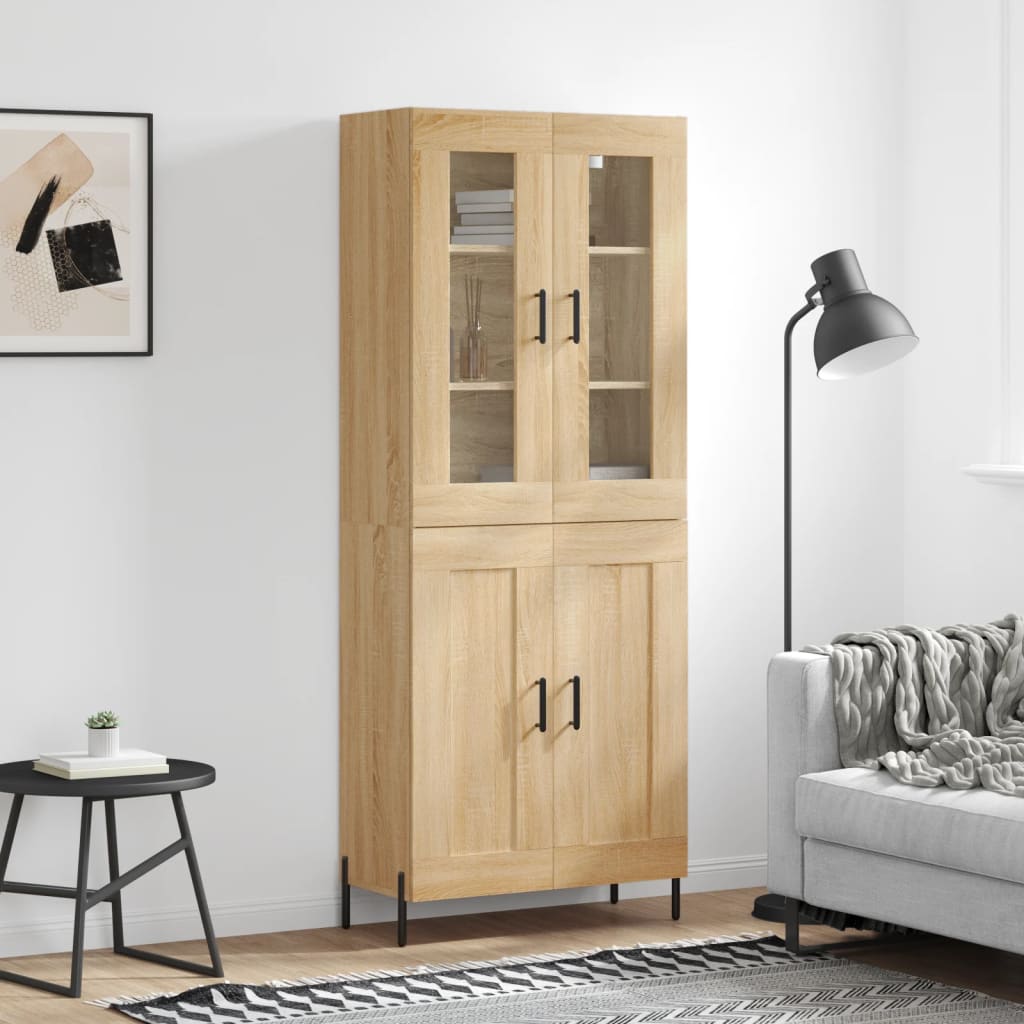 Hoge kast 69,5x34x180 cm bewerkt hout sonoma eikenkleurig is nu te koop bij PeponiXL, paradijselijk wonen!