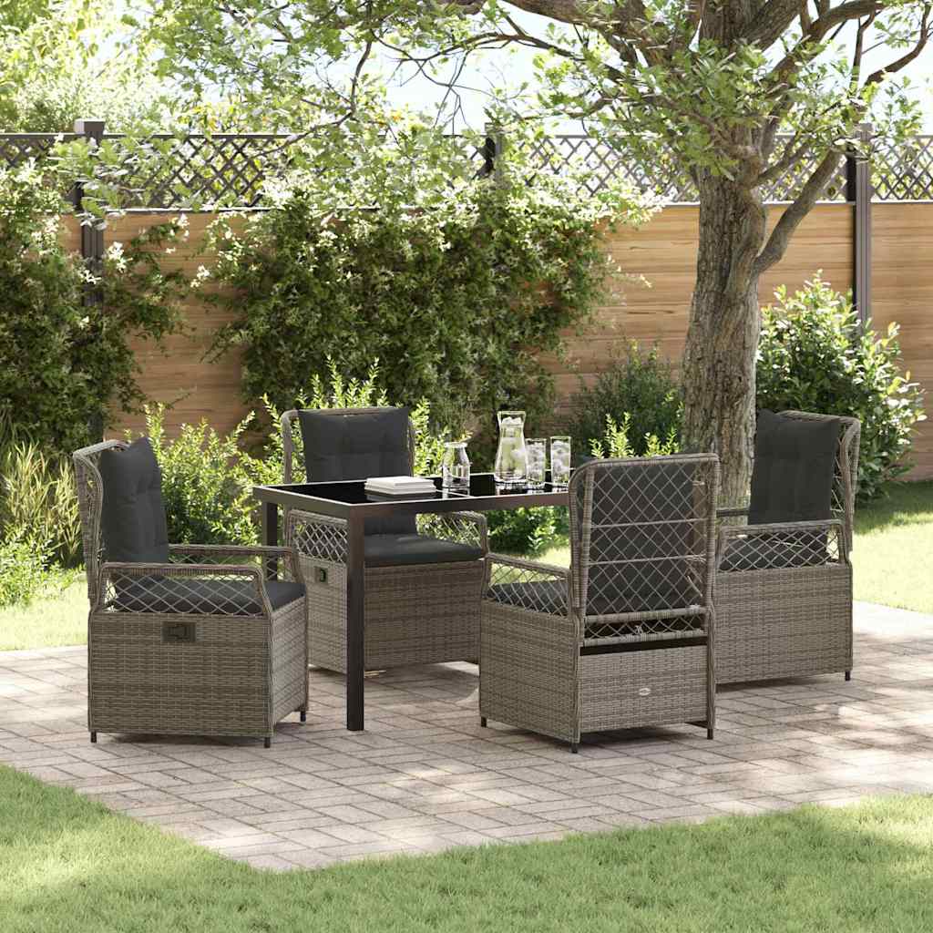 Tuin eettafelset 5 pcs Grijs poly rattan is nu te koop bij PeponiXL, paradijselijk wonen!